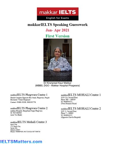 دانلود رایگان کتاب Makkar IELTS Speaking Guesswork Jan-April 2021