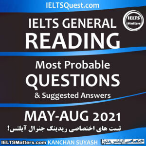 کتاب IELTS General Reading Most Probable Questions  May - August 2021
